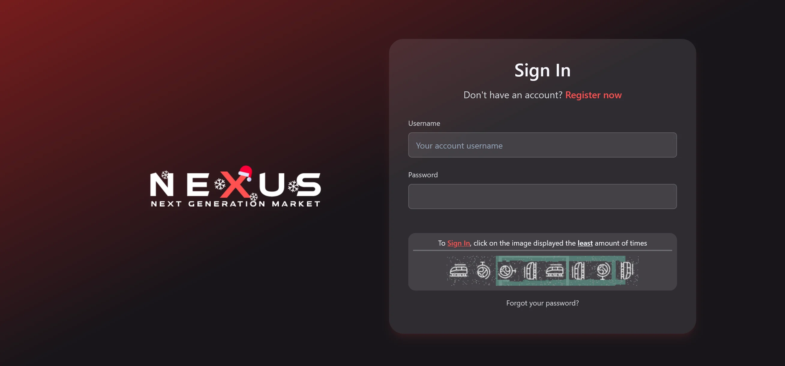 Nexus Market sign-in form in Tor Browser with username, passphrase, and PGP challenge fields visible.